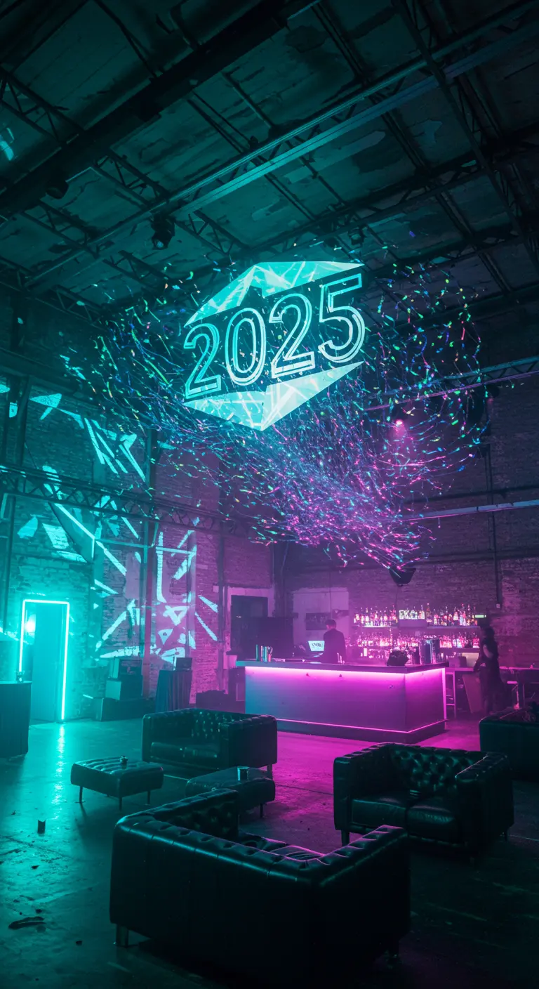 Industrial party space with a projected 