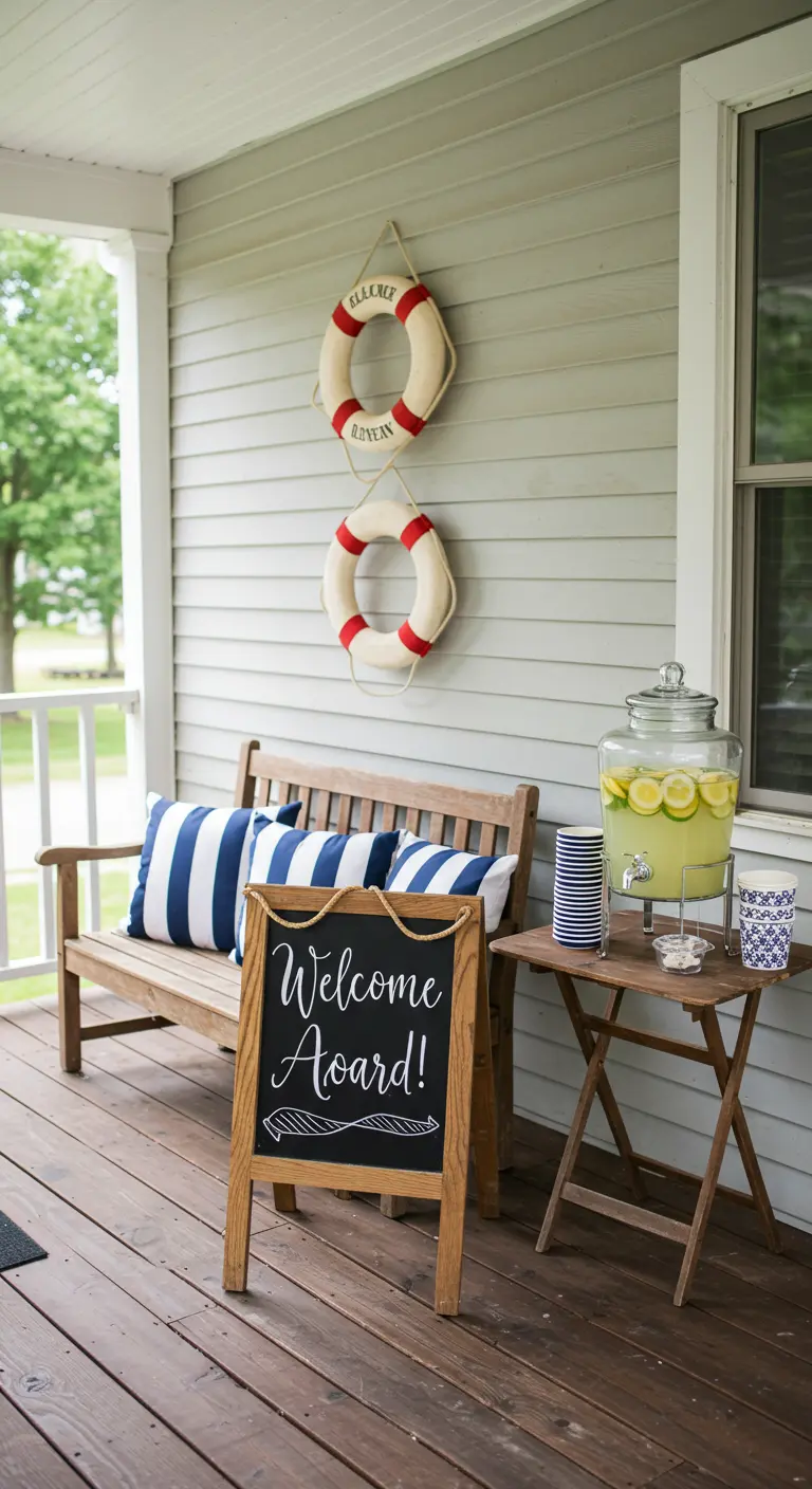 Nautical-themed porch with a